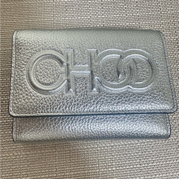 NWT Jimmy Choo Loni Metallic Silver Wallet - Picture 1 of 6